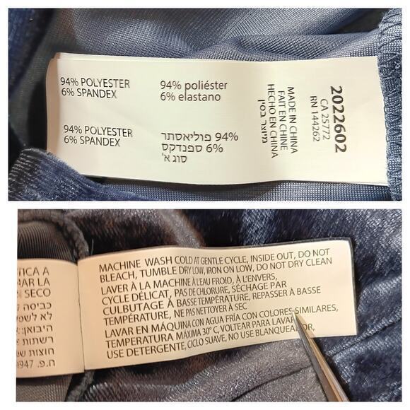 NEW MACY'S‎ Smocked Velvet Dress Square Neck Puff Sleeves Blue Size Medium - Picture 8 of 14